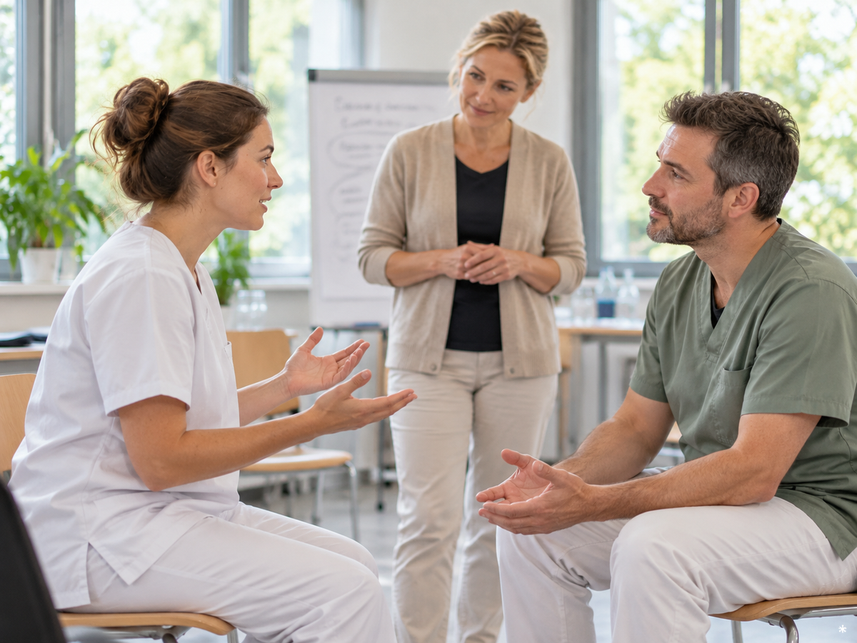 Firmenkurs Aggressionsmanagement und Deeskalation – praxisnahe Weiterbildung für Organisationen. * KI-generiertes Symbolbild.