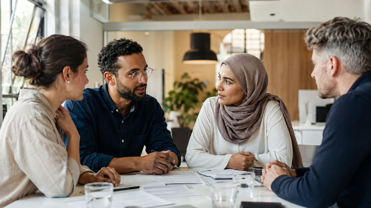 Europäische und arabische Fachpersonen arbeiten respektvoll zusammen